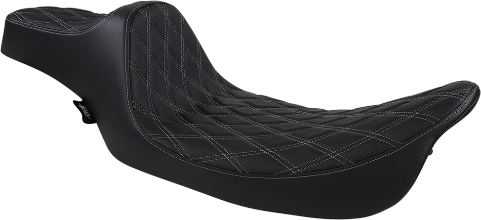 DRAG SPECIALTIES Extended Reach Predator III Seat - Double Diamond - Black w/ Silver Thread NOT A 2-UP SEAT 8011370