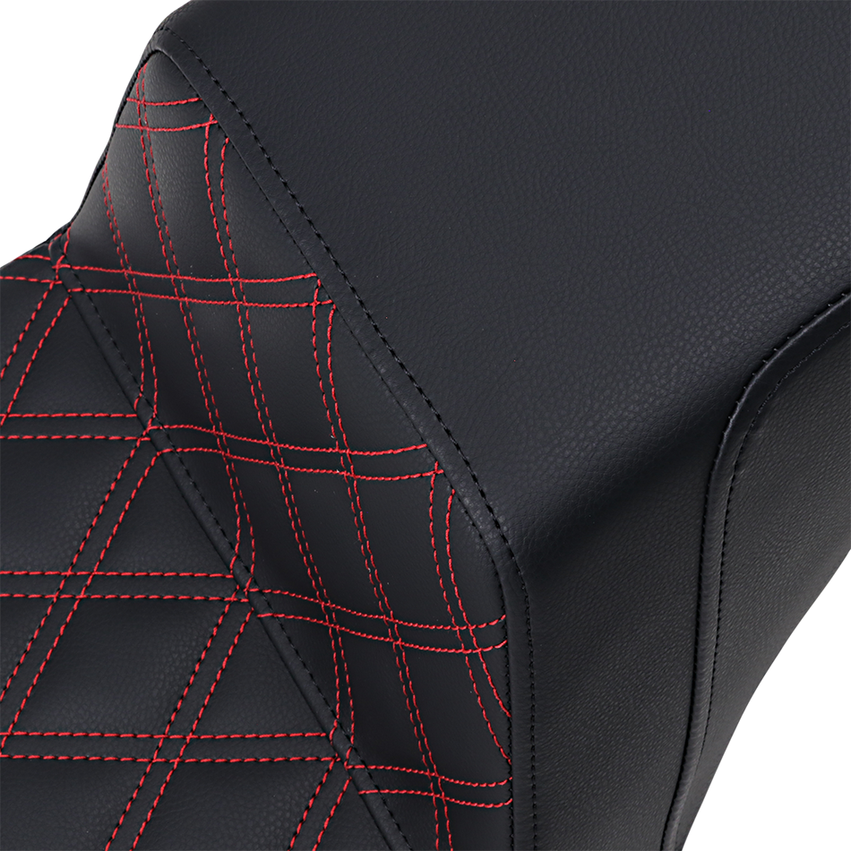SADDLEMEN Step-Up Seat - Front Lattice Stitch/With Red Stitching - Black 818-30-172RD