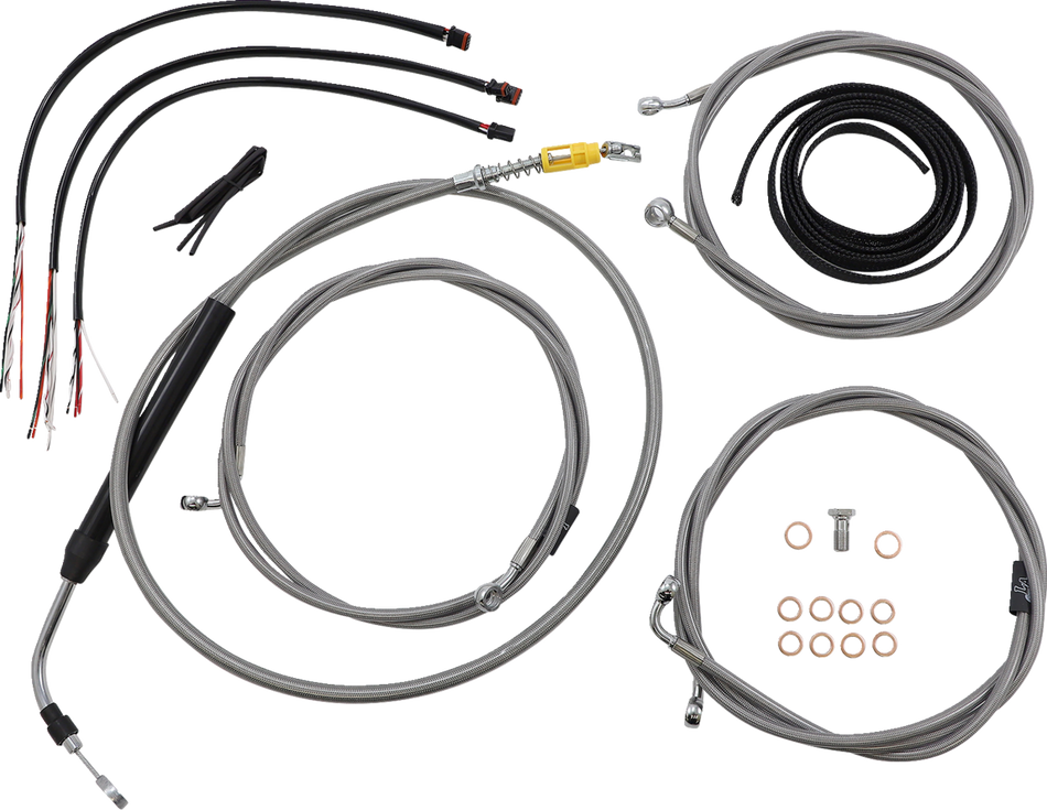 LA CHOPPERS Handlebar Cable/Brake Line Kit - Complete - 18" - 20" Ape Hanger Handlebars - Stainless LA-8058KT2-19