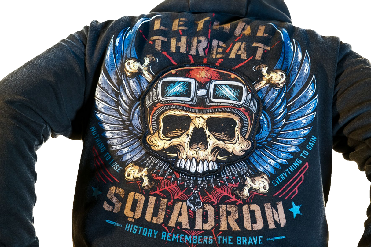 LETHAL THREAT Flight and Fight Hoodie - Black - XL HD84076XL