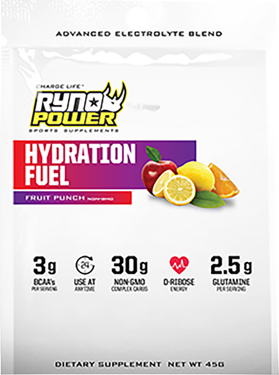 RYNO POWER Hydration Fuel Drink Mix - Fruit Punch - 1 Serving SMP-HYD-FP