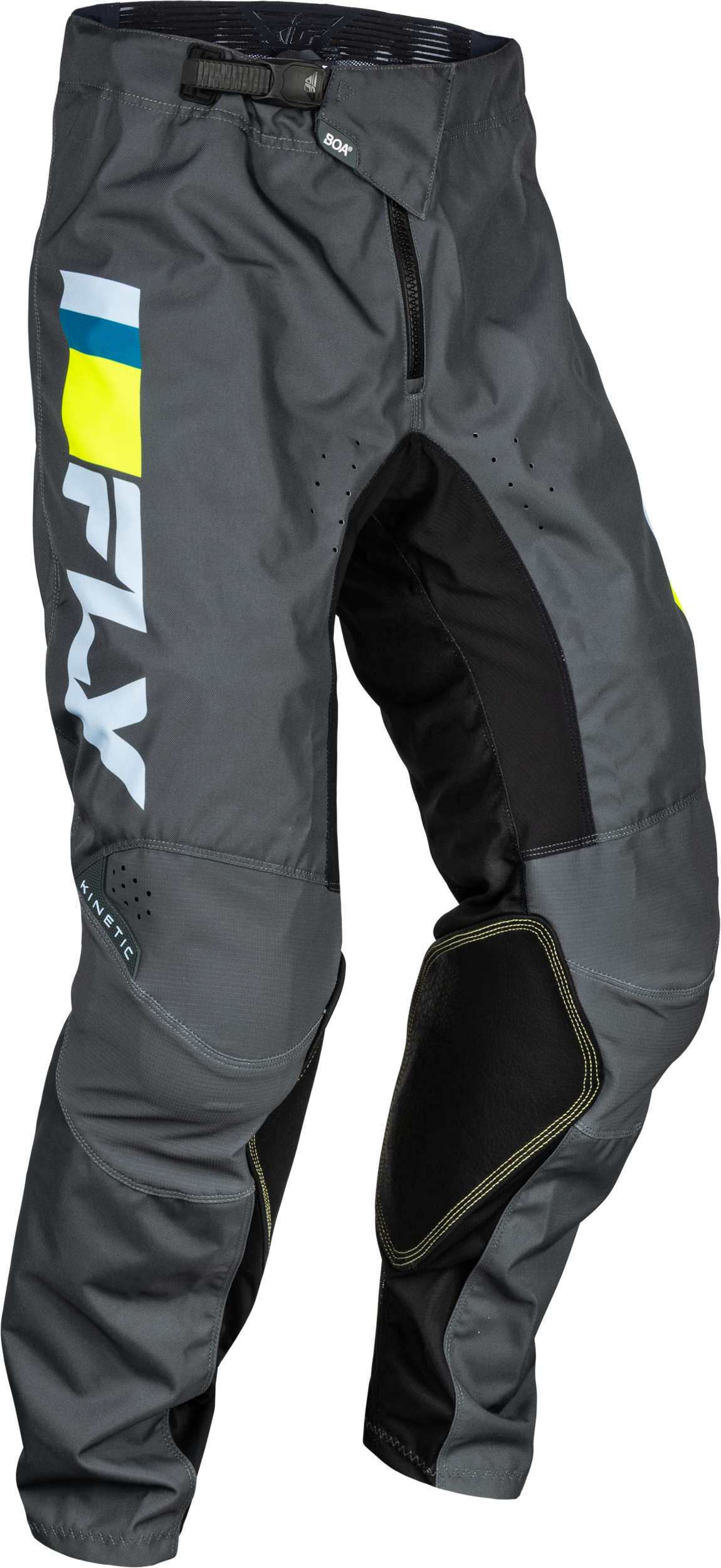 FLY RACING Youth Kinetic Prix Pants Ice Grey/Charcoal/Hi-Vis Sz 26 377-43126