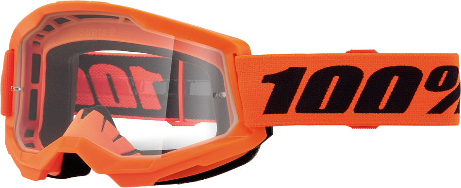 100% Strata 2 Junior Goggle Neon Orange Clear Lens 50031-00009