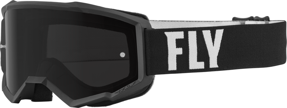 FLY RACING Focus Sand Goggle Black/White W/ Dark Smoke Lens 37-51147