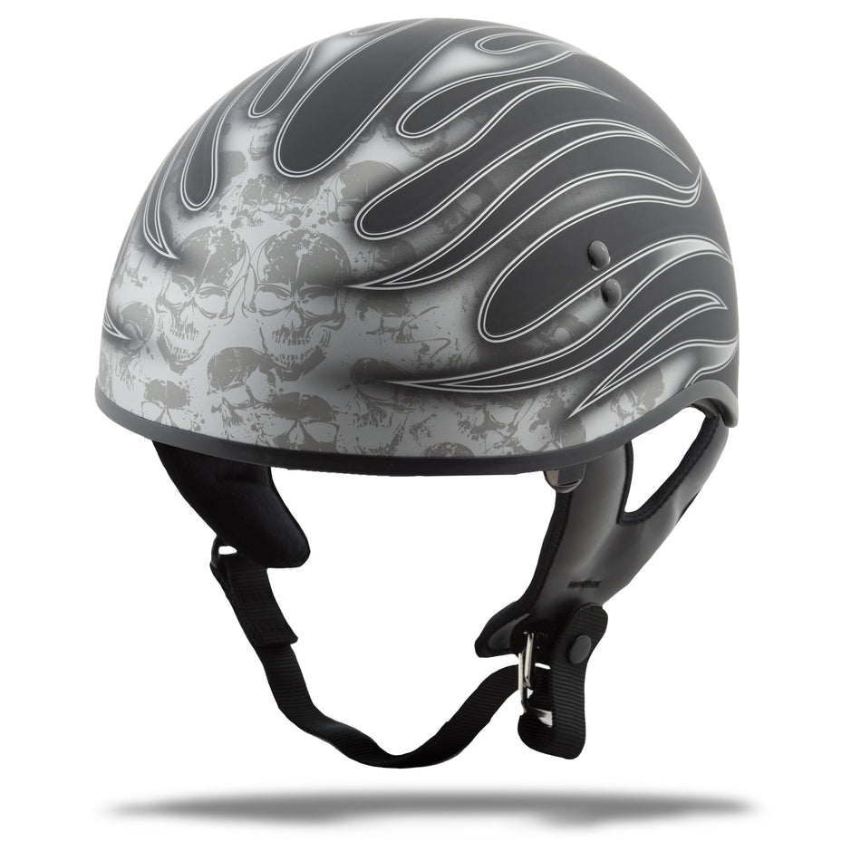 GMAX Gm-65 Half Helmet Flame Matte Black/Dark Silver Md G1657335