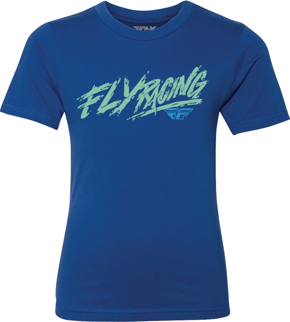 FLY RACING Youth Fly Khaos Tee Blue Ys 352-0021YS
