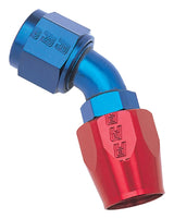 Russell Performance -10 AN Red/Blue 45 Degree Full Flow Hose End 610110