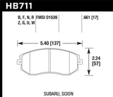 Hawk DTC-80 13 Subaru BRZ/13 Legacy 2.5i/13 Scion FR-S Front Race Brake Pads KHB711Q.661