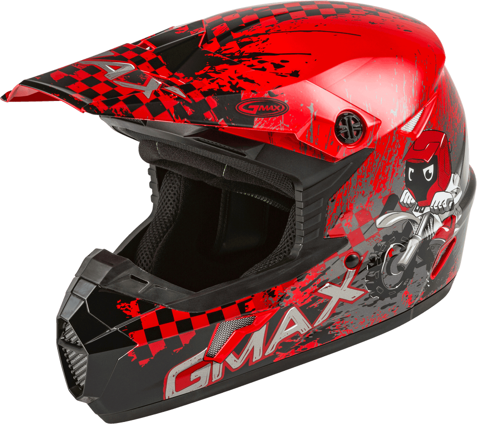 GMAX Youth Mx-46y Off-Road Anim8 Helmet Red/Black/Silver Ym G3461371