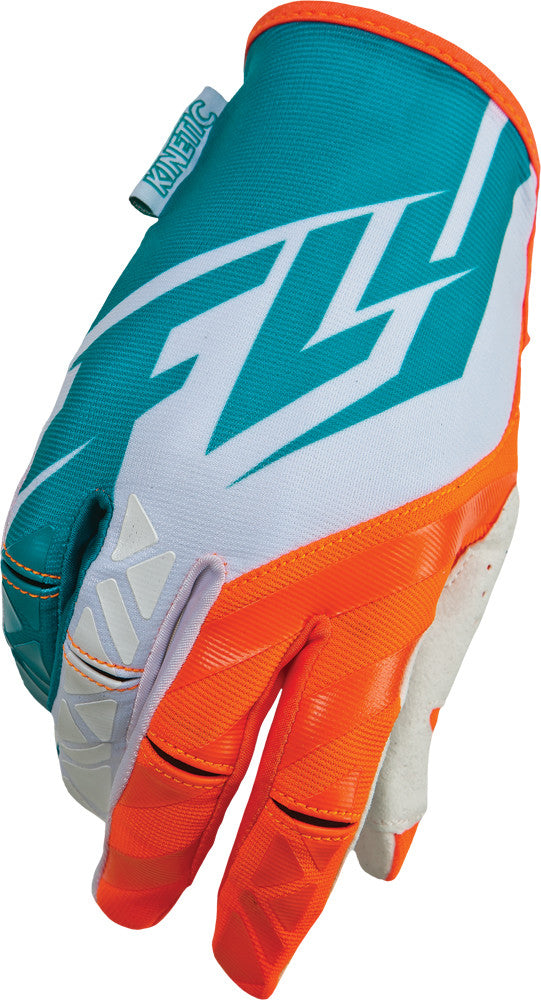FLY RACING Kinetic Gloves Teal/Orange Sz 3 368-41403