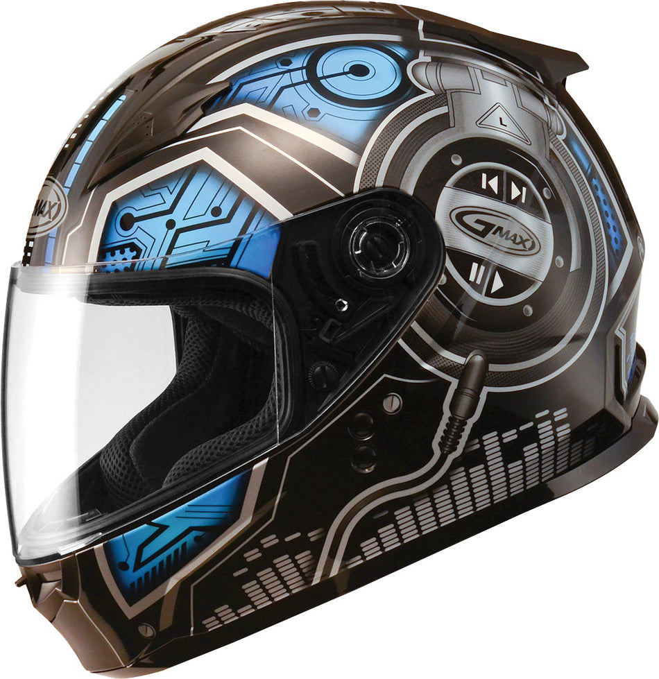 GMAX Gm-49y Full Face Helmet Dj Black/Blue Yl G7492212 TC-2