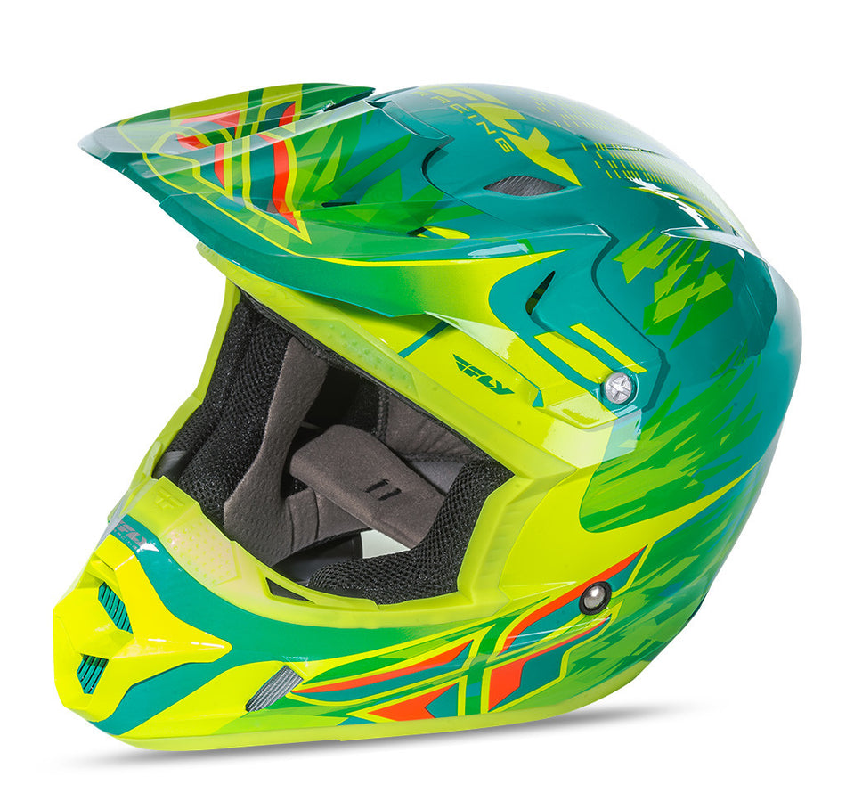 FLY RACING Kinetic Pro Shorty Replica Helmet Teal/Yellow 2x 73-33142X