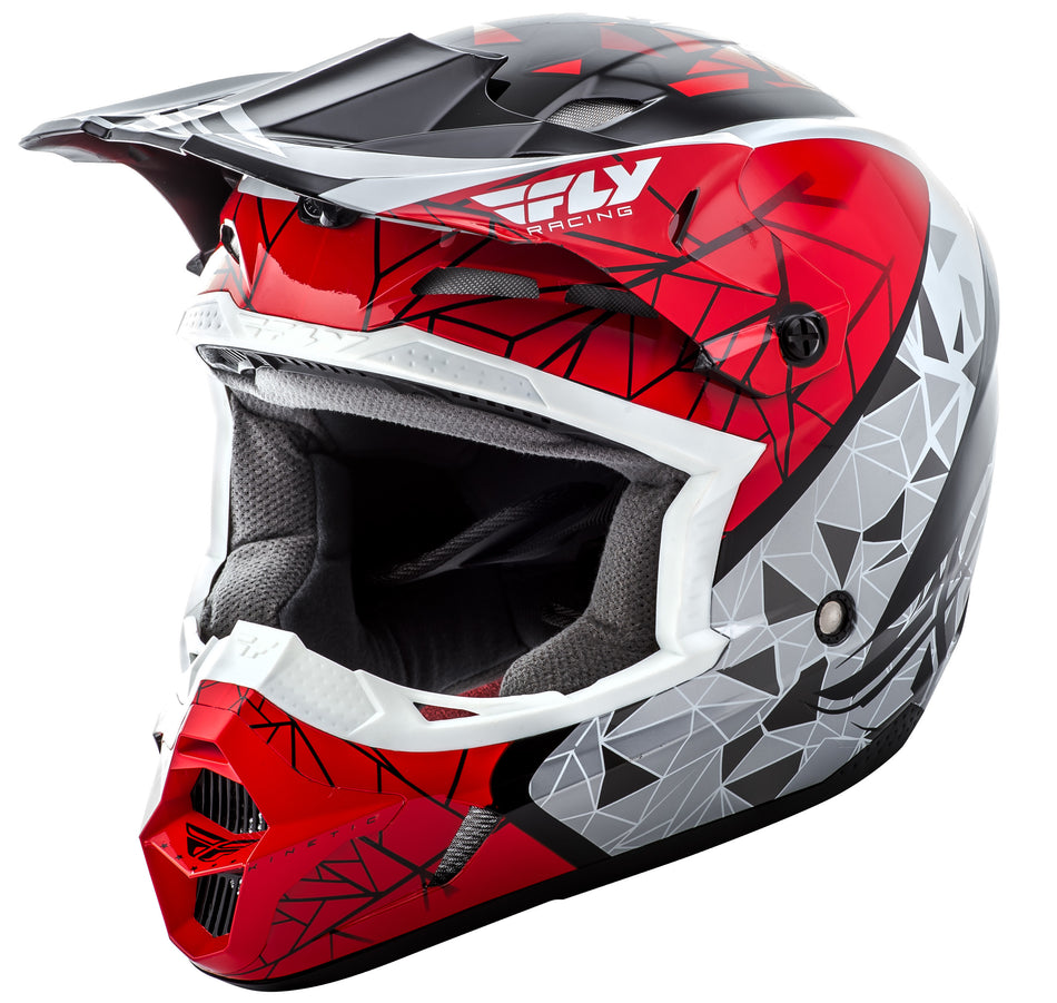 FLY RACING Kinetic Crux Helmet Red/Black/White Ys 73-3382YS