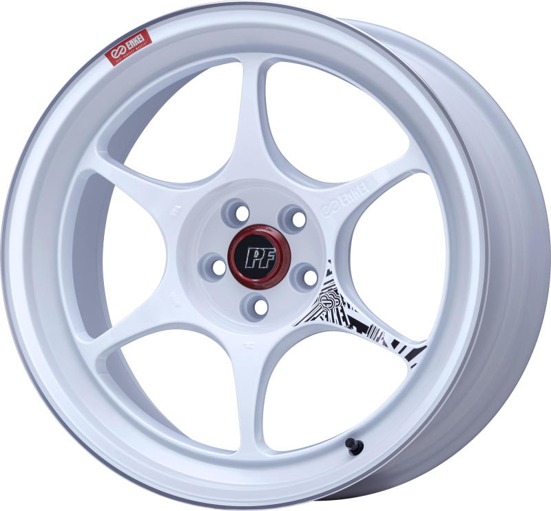 Enkei PF06 18x9.5 5x114.3 27mm Offset 75mm Bore White Machined Wheel 545-895-6527WM