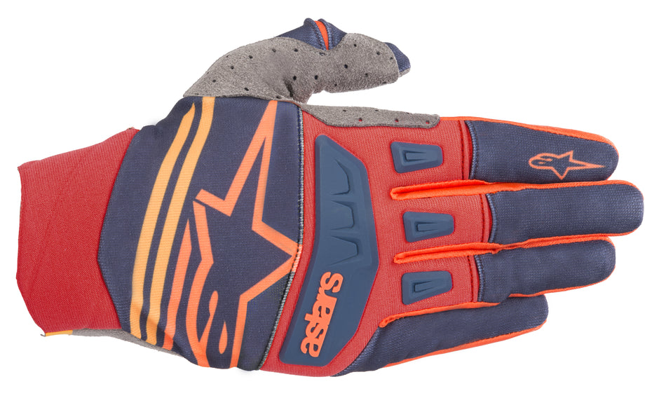 ALPINESTARS Techstar Gloves Dark Blue/Red/Orange Lg 3561019-7340-L
