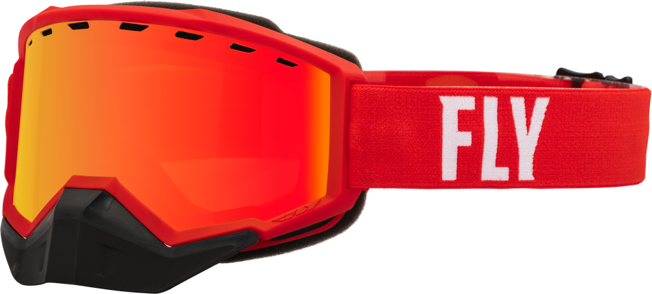 FLY RACING Focus Snow Goggle Red/White W/ Red Mirror/Amber Lens 37-50085