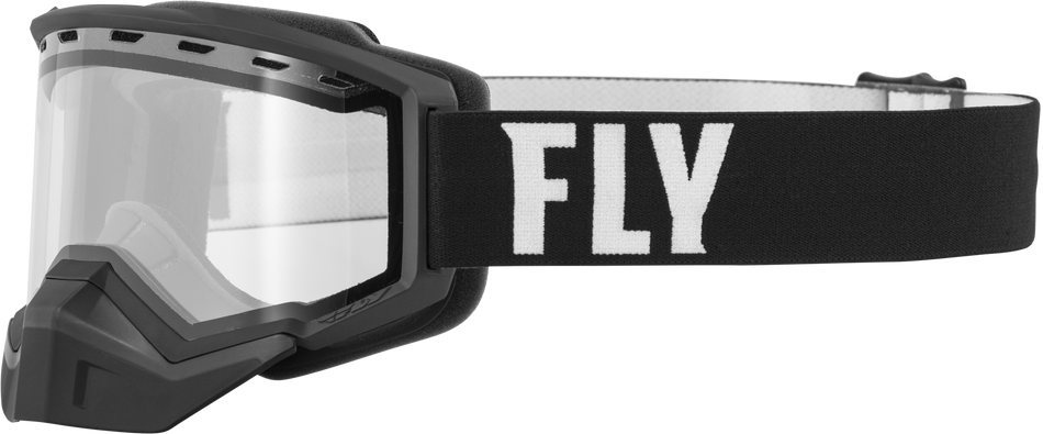 FLY RACING Focus Snow Goggle Black/White W/ Clear Lens 37-50070