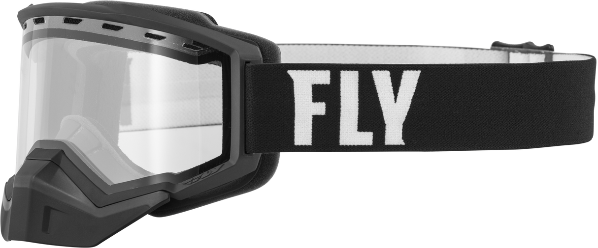 FLY RACING Focus Snow Goggle Black/White W/ Clear Lens 37-50070