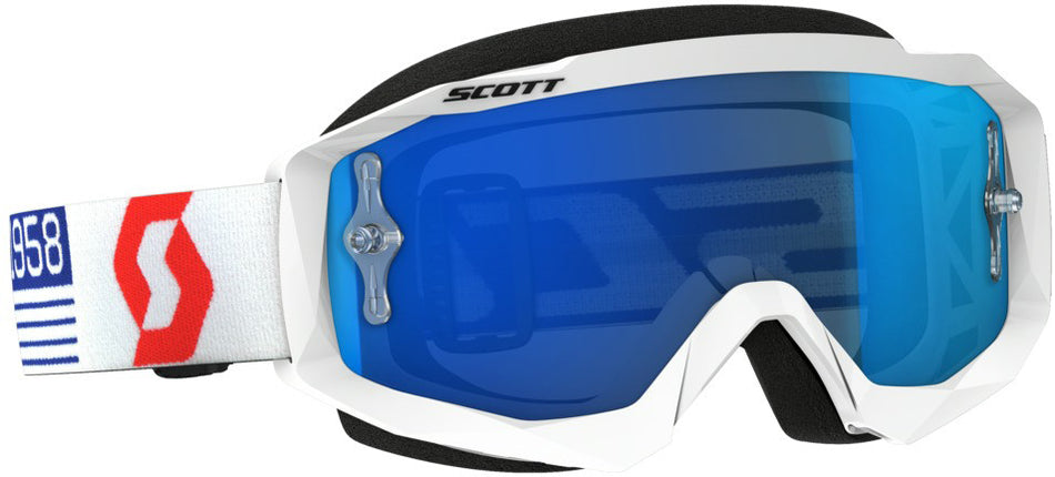 SCOTT Hustle Goggle White/Red W/Electric Blue Chrome Lens 262592-1030278