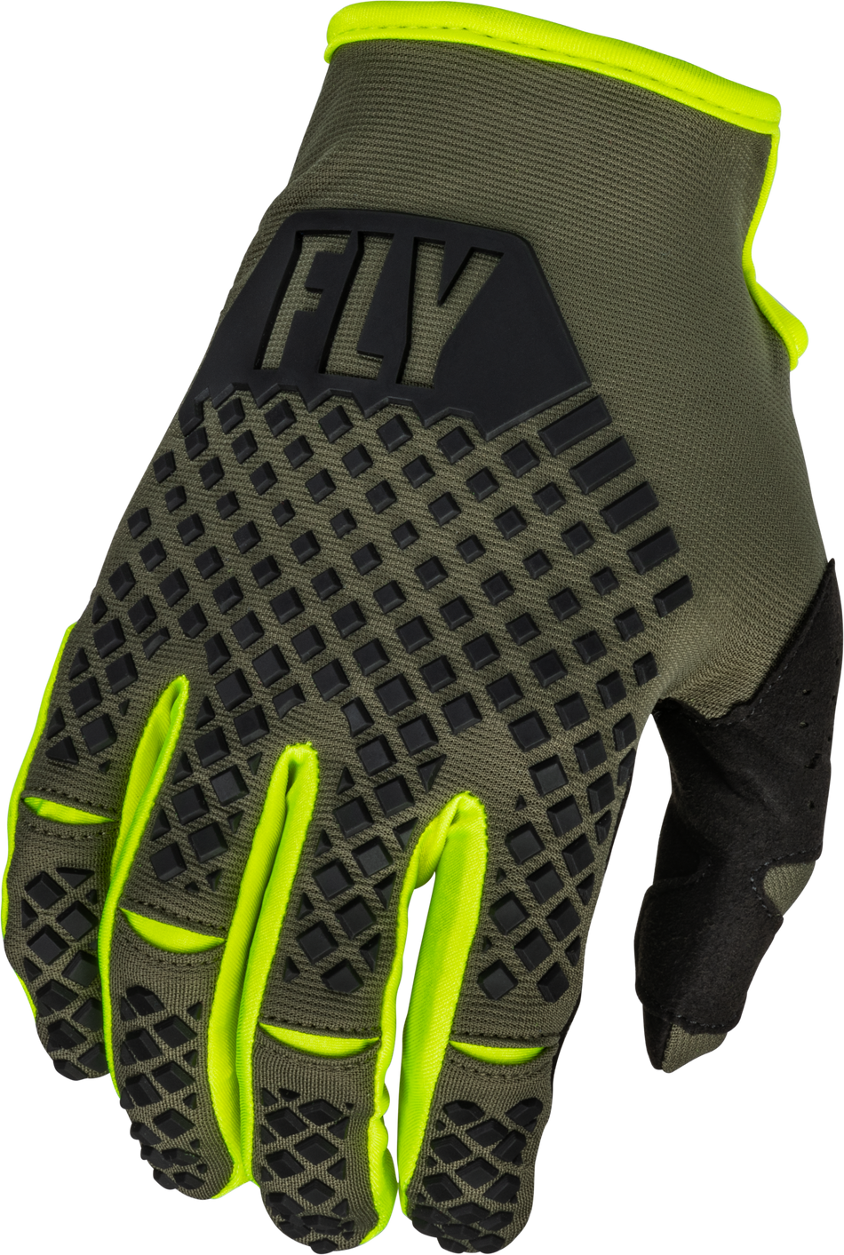 FLY RACING Youth Kinetic Gloves Olive Green/Hi-Vis Yl 376-413YL