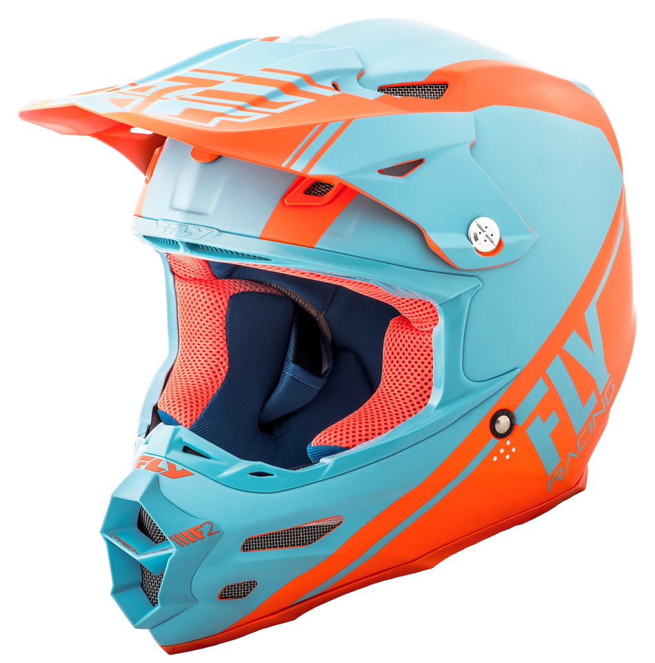 FLY RACING F2 Carbon Rewire Helmet Matte Light Blue/Orange 2x 73-4168-6-2X