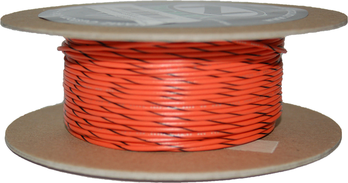 NAMZ CUSTOM CYCLE#18-Gauge Orange/Black Stripe 100' Spool Of Primary WireNWR-30-100