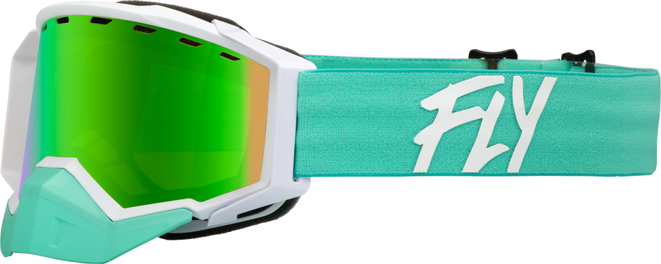 FLY RACING Zone Snow Goggle Mint/White W/ Green Mirror/Amber Lens 37-50273