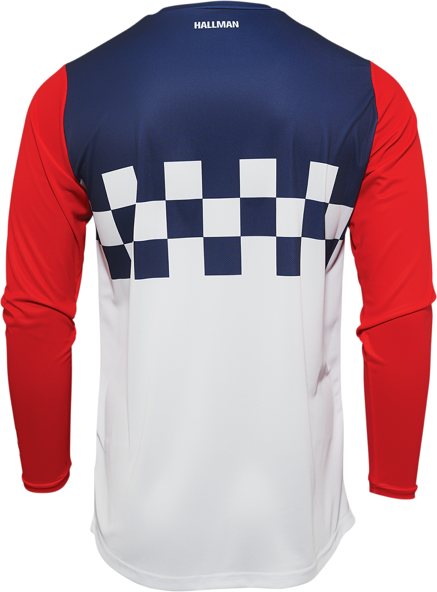 THOR Hallman Differ Cheq Jersey - White/Red/Blue - Large 2910-6579