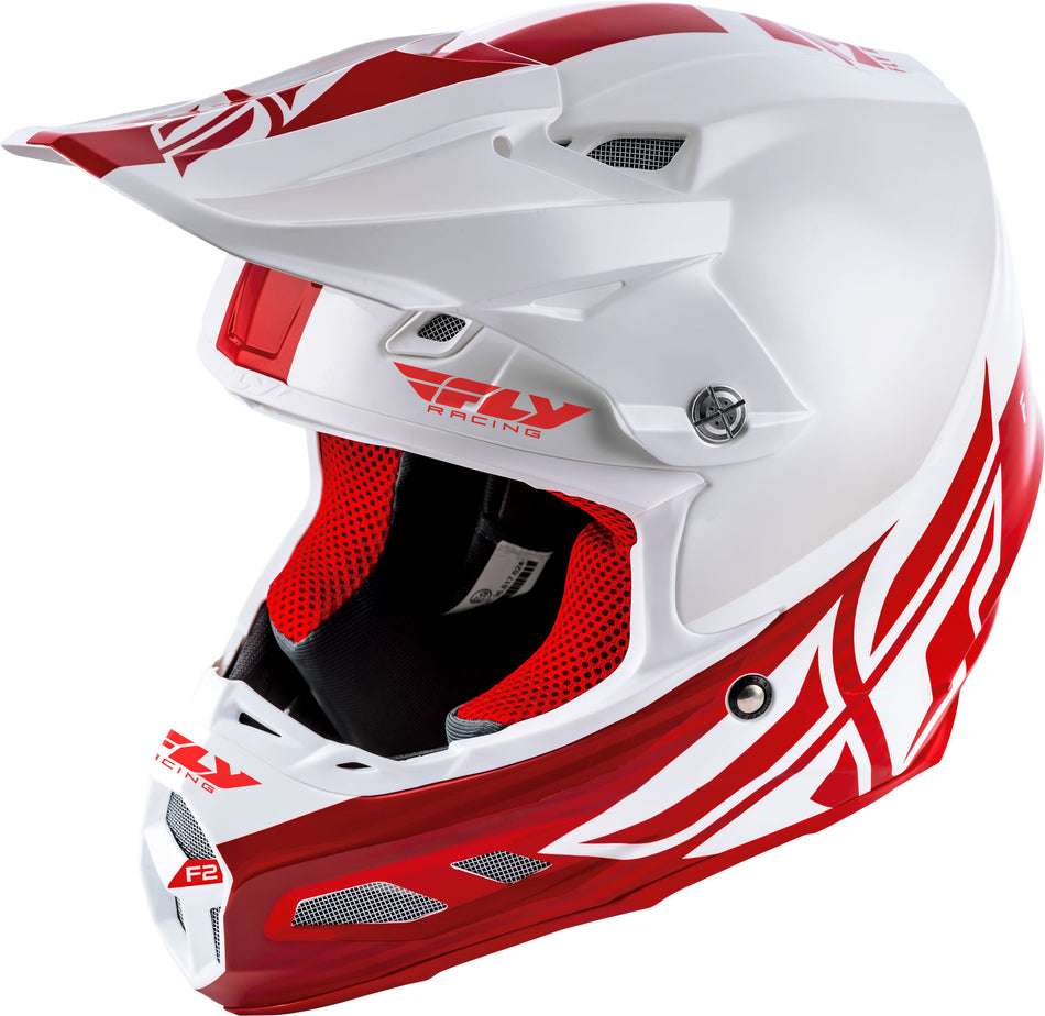 FLY RACING F2 Carbon Shield Helmet White/Red Md 73-4242-6