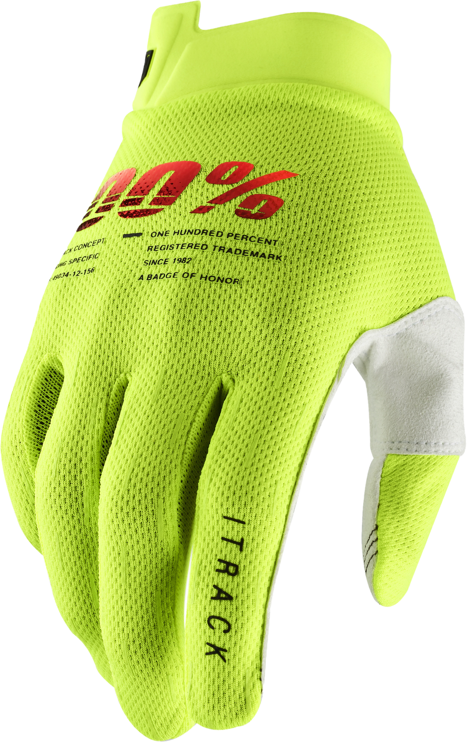 100% Itrack Youth Gloves Fluo Yellow Lg 10009-00006