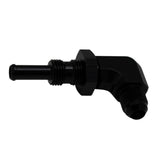 DeatschWerks 6AN Male Flare to 5/16in Male Barb Bulkhead Adapter 90-Degree - Anodized Matte Black 6-02-0712-B