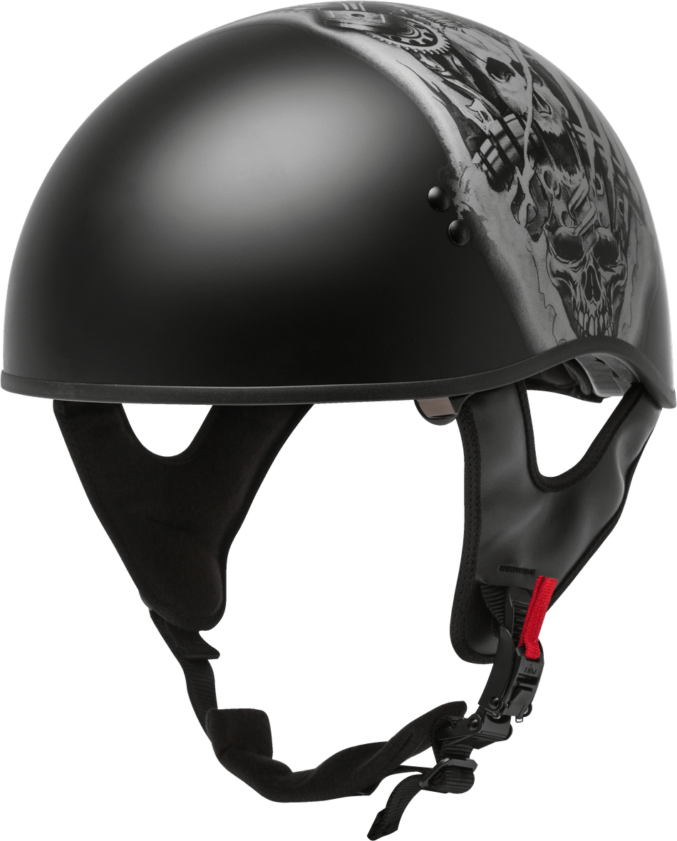 GMAX Hh-65 Half Helmet Tormentor Naked Matte Black/Silver Md H1658075