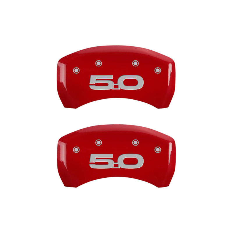 MGP 4 Caliper Covers Engraved Front 2015/Mustang Engraved Rear 2015/50 Red finish silver ch 10200SM52RD