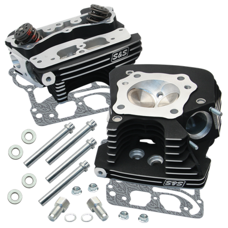 S&S Cycle 99-05 BT Super Stock 89cc Cylinder Head Kit - Black Wrinkle