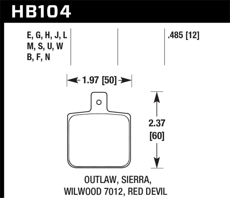 Hawk Sierra/Outlaw/Wilwood HP+ Street Brake Pads KHB104N.485