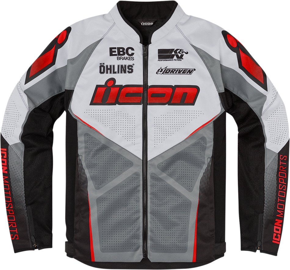 ICON Hooligan Ultrabolt Jacket - Gray/Red - Medium 2820-5541