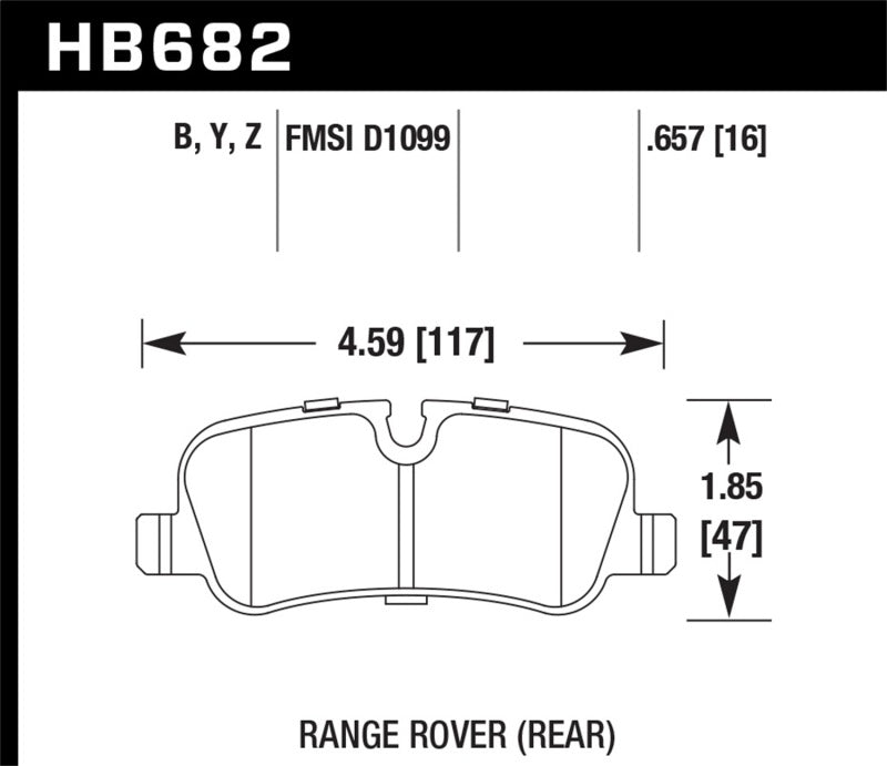 Hawk 05-09 Range Rover LR3 D1099 LTS Street Rear Brake Pads KHB682Y.657