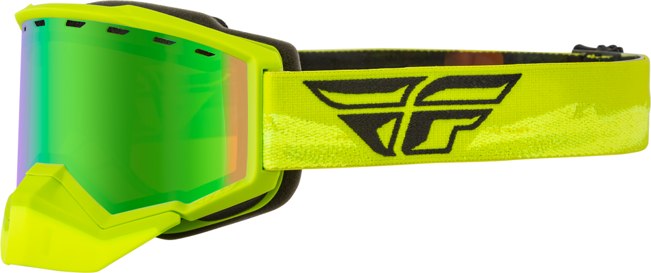 FLY RACING Focus Snow Goggle Green/Hi-Vis W/ Green Mirror/Amber Lens 37-50075