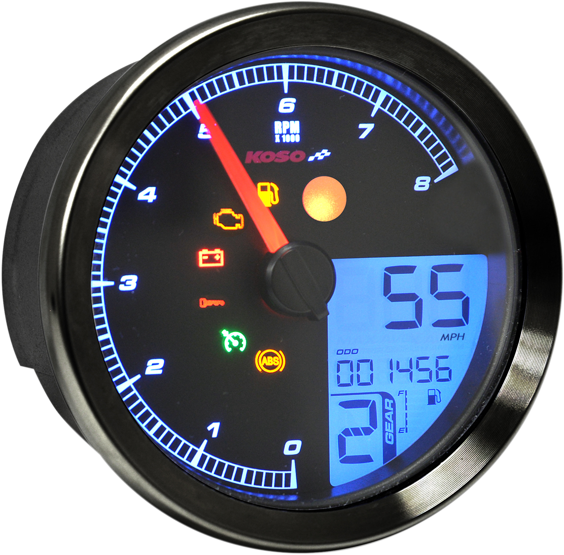 KOSO NORTH AMERICA Multi Function Speedometer/Tachometer - HD-04 - Black BA051211