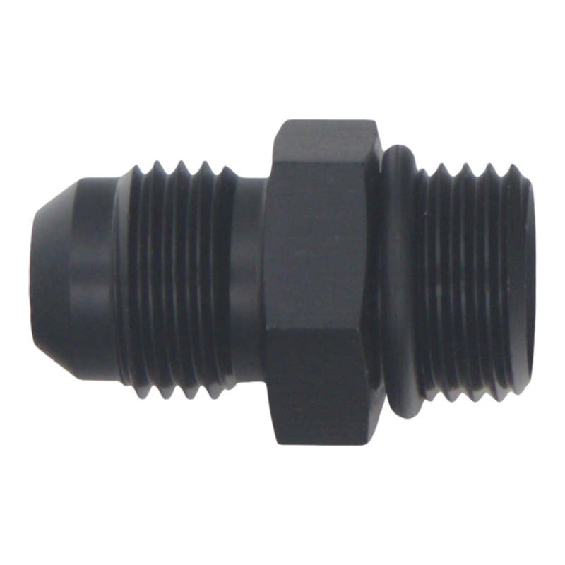 DeatschWerks 6AN ORB Male to 6AN Male Flare Adapter (Incl O-Ring) - Anodized Matte Black 6-02-0404-B