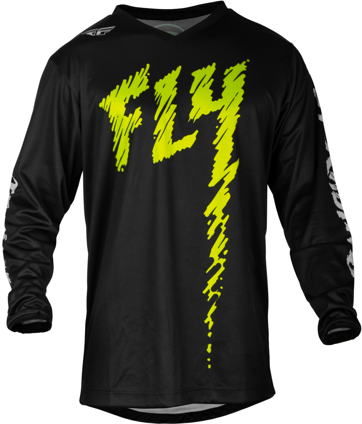 FLY RACING Youth F-16 Jersey Black/Neon Green/Light Grey Yl 377-224YL