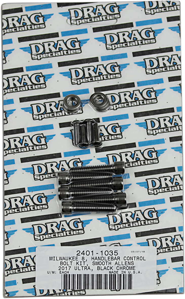 DRAG SPECIALTIES Handlebar Smooth Bolt Kit - Black/Chrome - M8 MK784SBK