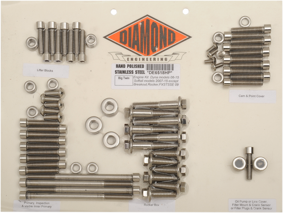 Kit de pernos DIAMOND ENGINEERING - Motor - Softail DE6518H 