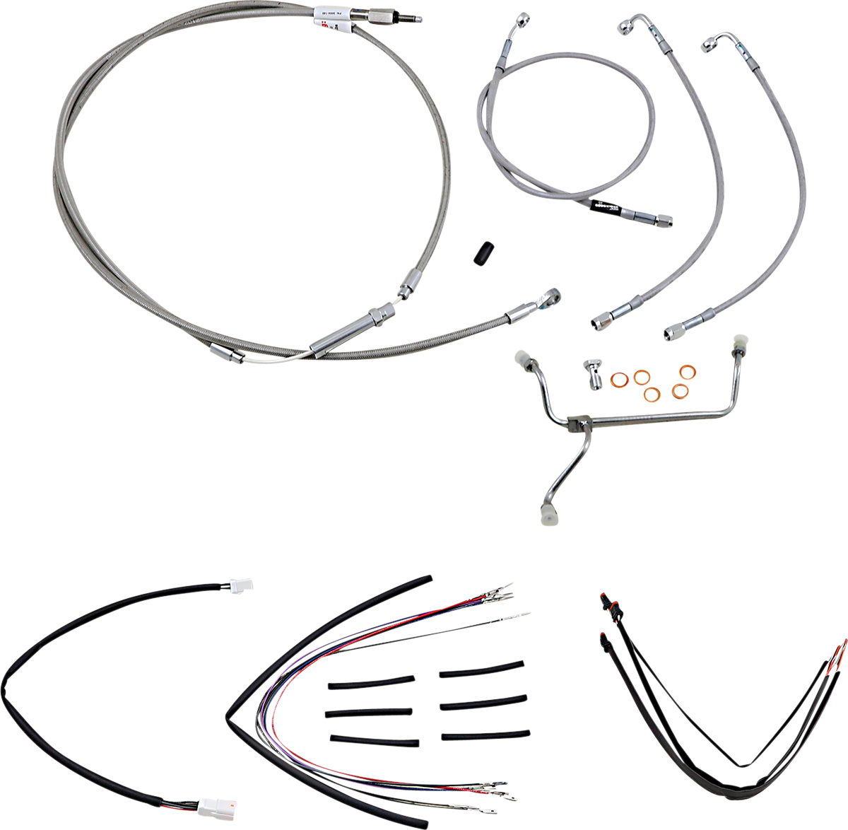 BURLY BRAND Handlebar Cable/Brake Line Kit - Complete - 16" Ape Hanger Handlebars - Stainless Steel B30-1153