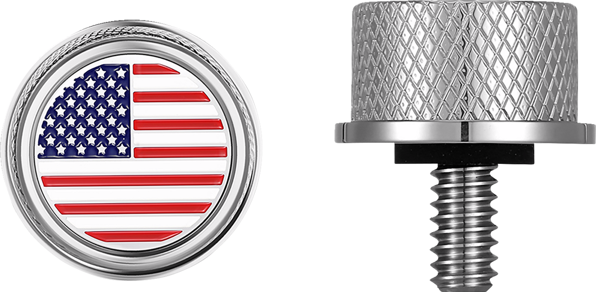 FIGURATI DESIGNS Seat Mounting Knob - Stainless Steel - American Flag FD20-SEAT KN-SS