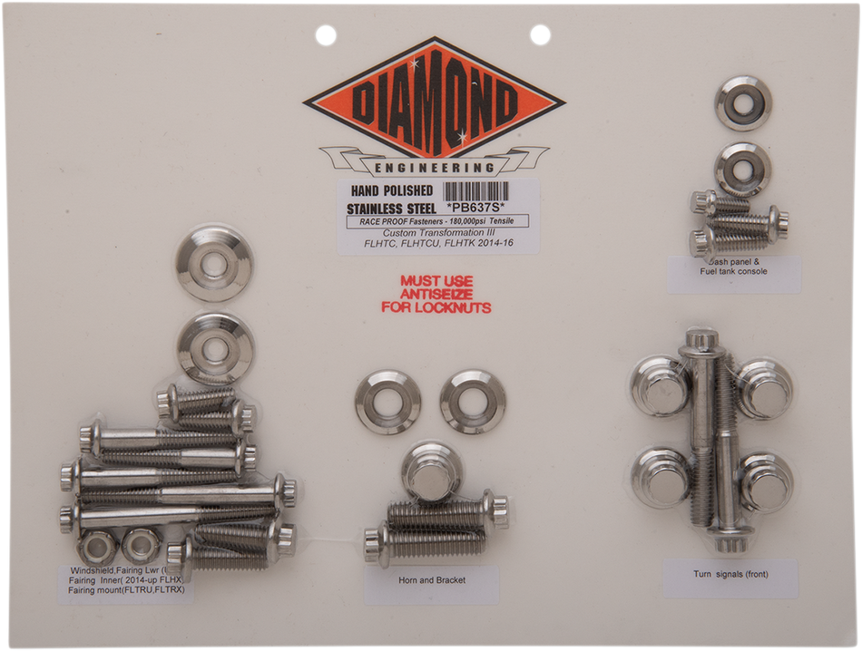 Kit de pernos DIAMOND ENGINEERING - Transformación - 12 puntos - FLHT PB637S 