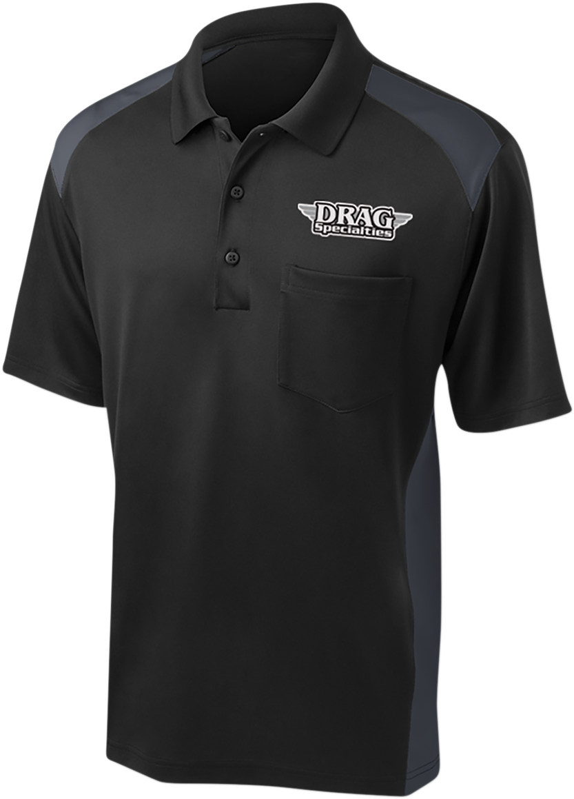 THROTTLE THREADS Drag Specialties Polo Shirt - Black/Charcoal - Large DRG30CS416BCHLG
