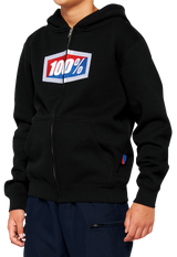 100% Youth Official Zip Hoodie - Black - XL 20033-00003