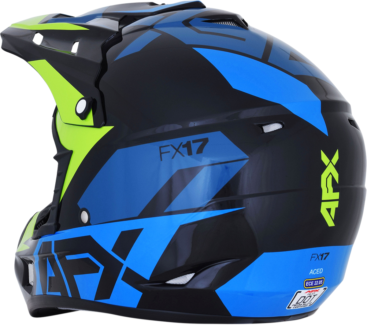 AFX FX-17 Helmet - Aced - Blue/Lime - Large 0110-6501