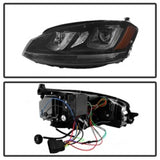 Spyder Volkswagen Golf VII 14-16 Projector Headlights DRL LED Blk Stripe Blk PRO-YD-VG15-BLK-DRL-BK 5080578